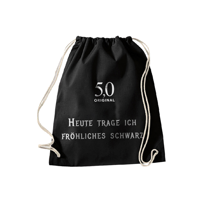 5,0 ORIGINAL Turnbeutel, Spruch + Logo weiß
